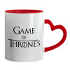 Mug heart red handle, ceramic, 330ml