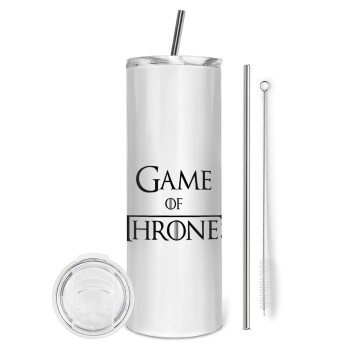 Game of Thrones, Eco friendly ποτήρι θερμό (tumbler) από ανοξείδωτο ατσάλι 600ml, με μεταλλικό καλαμάκι & βούρτσα καθαρισμού