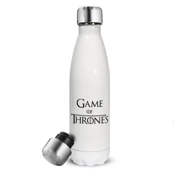Game of Thrones, Μεταλλικό παγούρι θερμός Λευκό (Stainless steel), διπλού τοιχώματος, 500ml