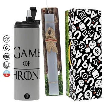 Game of Thrones, Πασχαλινή Λαμπάδα με Travel Tumbler θερμό (600ml, BPA free) & κερί αρωματικό πλακέ (30cm) (ΓΚΡΙ)