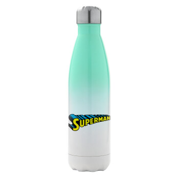Superman vintage, Metal mug thermos Green/White (Stainless steel), double wall, 500ml