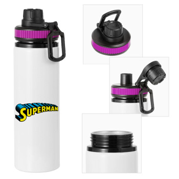 Superman vintage, Metallic water bottle with safety lid, 850ml aluminum