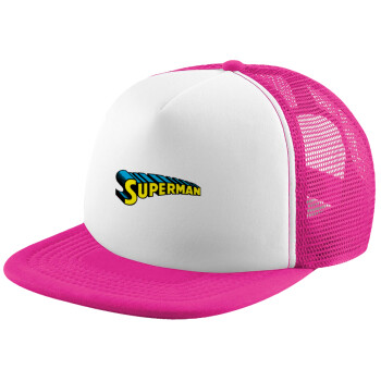 Superman vintage, Καπέλο Soft Trucker με Δίχτυ Pink/White 