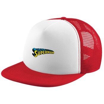 Superman vintage, Καπέλο Ενηλίκων Soft Trucker με Δίχτυ Red/White (POLYESTER, ΕΝΗΛΙΚΩΝ, UNISEX, ONE SIZE)