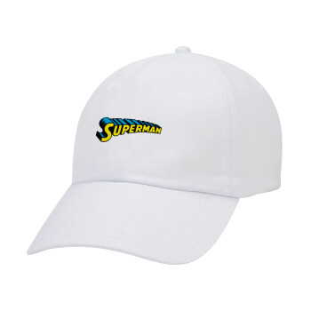 Superman vintage, Καπέλο Ενηλίκων Baseball Λευκό 5-φύλλο (POLYESTER, ΕΝΗΛΙΚΩΝ, UNISEX, ONE SIZE)