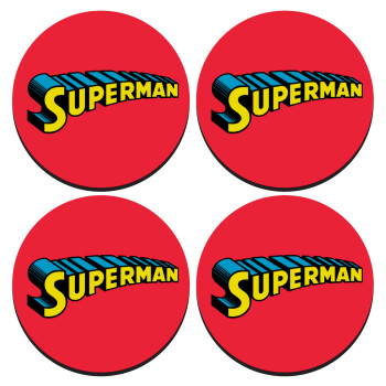 Superman vintage, SET of 4 round wooden coasters (9cm)