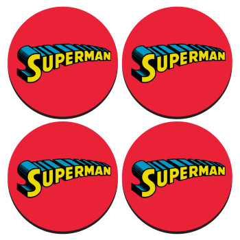 Superman vintage, ΣΕΤ 4 Σουβέρ ξύλινα στρογγυλά (9cm)
