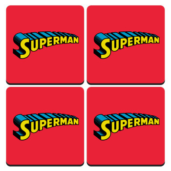 Superman vintage, ΣΕΤ 4 Σουβέρ ξύλινα τετράγωνα (9cm)