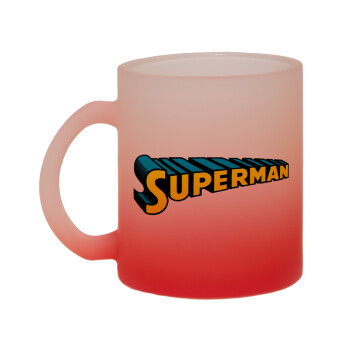 Superman vintage, Κούπα γυάλινη δίχρωμη με βάση το κόκκινο ματ, 330ml