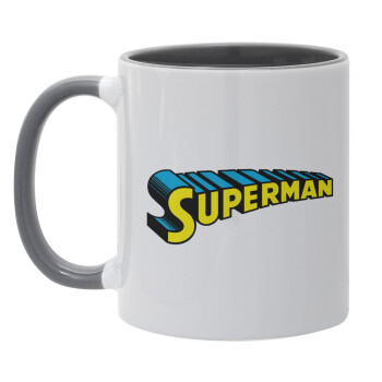 Superman vintage, Κούπα χρωματιστή γκρι, κεραμική, 330ml
