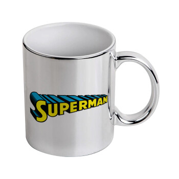 Superman vintage, Mug ceramic, silver mirror, 330ml
