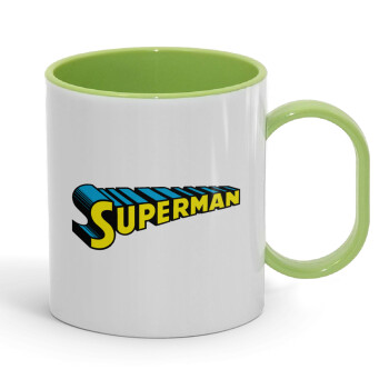 Superman vintage, Κούπα (πλαστική) (BPA-FREE) Polymer Πράσινη για παιδιά, 330ml