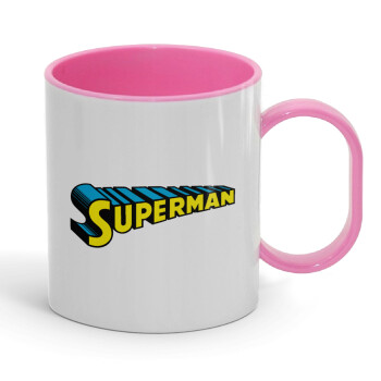 Superman vintage, Κούπα (πλαστική) (BPA-FREE) Polymer Ροζ για παιδιά, 330ml