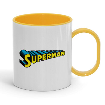 Superman vintage, Κούπα (πλαστική) (BPA-FREE) Polymer Κίτρινη για παιδιά, 330ml