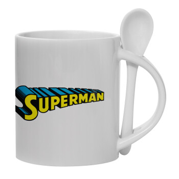 Superman vintage, Ceramic coffee mug with Spoon, 330ml (1pcs)