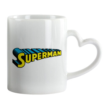 Superman vintage, Κούπα καρδιά χερούλι λευκή, κεραμική, 330ml