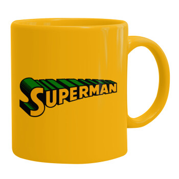 Superman vintage, Ceramic coffee mug yellow, 330ml (1pcs)