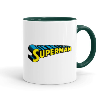 Superman vintage, Κούπα χρωματιστή πράσινη, κεραμική, 330ml