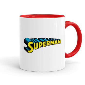Superman vintage, Κούπα χρωματιστή κόκκινη, κεραμική, 330ml