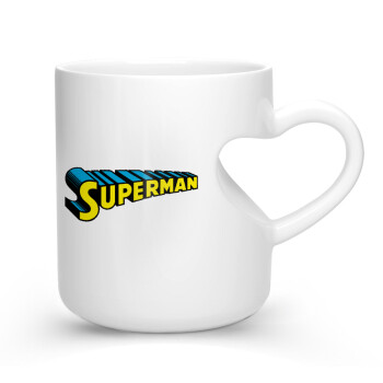 Superman vintage, Κούπα καρδιά λευκή, κεραμική, 330ml