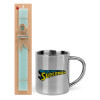 Easter Set, metallic thermal cup (300ml) & aromatic flat Easter candle (30cm) (TURQUOISE)