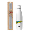 Easter Set, metallic stainless thermos bottle (500ml) & scented flat Easter candle (30cm) (GRAY)