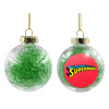 Transparent Christmas tree ball ornament with green filling 8cm