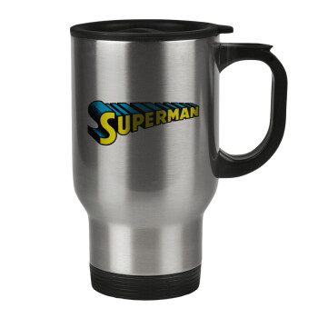 Superman vintage, Κούπα ταξιδιού ανοξείδωτη με καπάκι, διπλού τοιχώματος (θερμό) 450ml