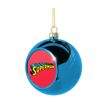 Superman vintage, Blue Christmas tree ball ornament 8cm