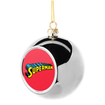 Superman vintage, Χριστουγεννιάτικη μπάλα δένδρου Ασημένια 8cm