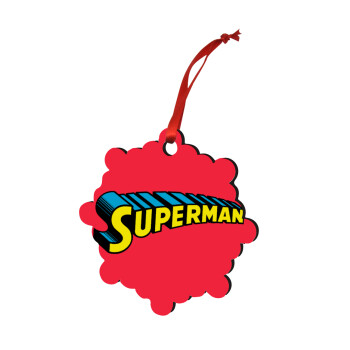 Superman vintage, Christmas ornament snowflake wooden 7.5cm