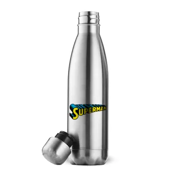 Superman vintage, Μεταλλικό παγούρι θερμός Inox (Stainless steel), διπλού τοιχώματος, 500ml