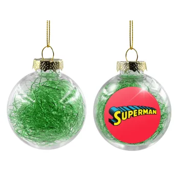 Superman vintage, Transparent Christmas tree ball ornament with green filling 8cm