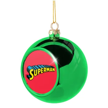 Superman vintage, Green Christmas tree ornament ball 8cm