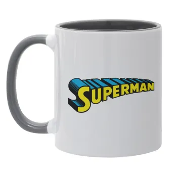 Superman vintage, Κούπα χρωματιστή γκρι, κεραμική, 330ml