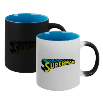 Superman vintage, Κούπα Μαγική εσωτερικό μπλε, κεραμική 330ml που αλλάζει χρώμα με το ζεστό ρόφημα