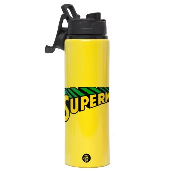 Superman vintage, Μεταλλικό παγούρι νερού με καπάκι ασφαλείας, αλουμινίου 850ml