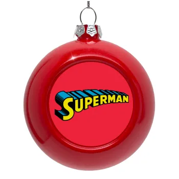 Superman vintage, Red Christmas tree ornament bauble 8cm