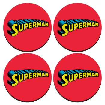 Superman vintage, SET of 4 round wooden coasters (9cm)