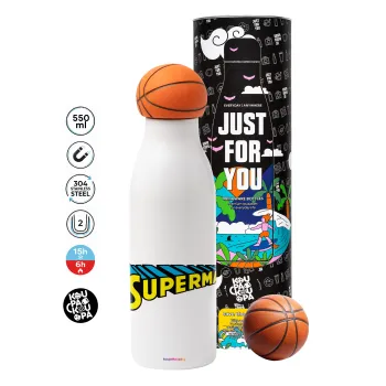 Superman vintage, Bascetball Metal mug thermos, double wall, 550ml