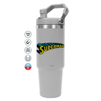 Superman vintage, GREY color, 890ml (30oz) stainless Steel Tumbler with Handle