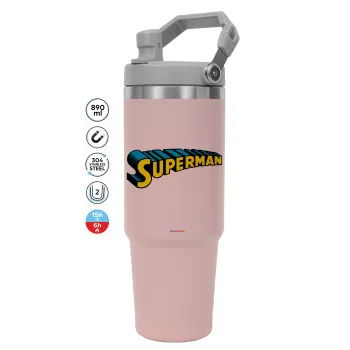 Superman vintage, Pink color, 890ml (30oz) stainless Steel Tumbler with Handle