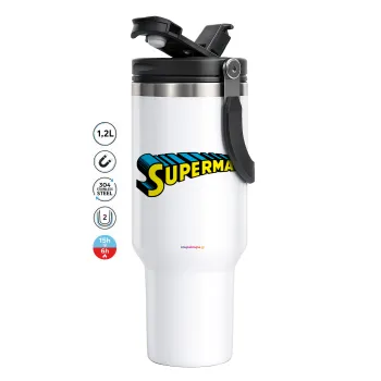 Superman vintage, Mega Stainless steel Tumbler with lid, double wall 1,2L