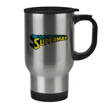 Superman vintage, Κούπα ταξιδιού ανοξείδωτη με καπάκι, διπλού τοιχώματος (θερμό) 450ml
