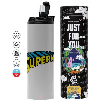 Superman vintage, Tumbler stainless steel GREY 600ml
