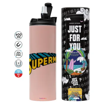 Superman vintage, Tumbler stainless steel PINK 600ml