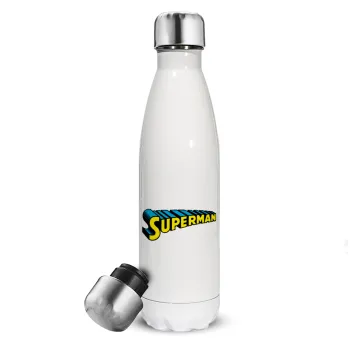 Superman vintage, Metal mug thermos White (Stainless steel), double wall, 500ml