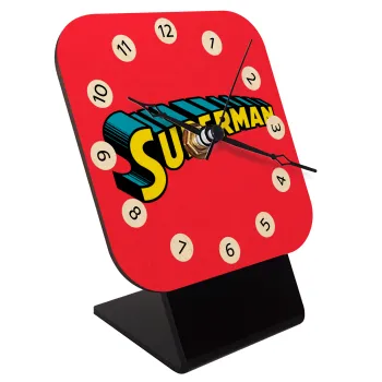 Superman vintage, Επιτραπέζιο ρολόι σε φυσικό ξύλο (10cm)