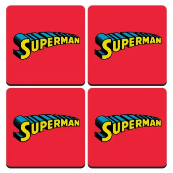 Superman vintage, ΣΕΤ 4 Σουβέρ ξύλινα τετράγωνα (9cm)