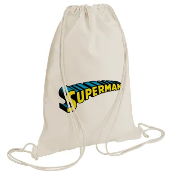 Superman vintage, Backpack bag GYMBAG natural (28x40cm)